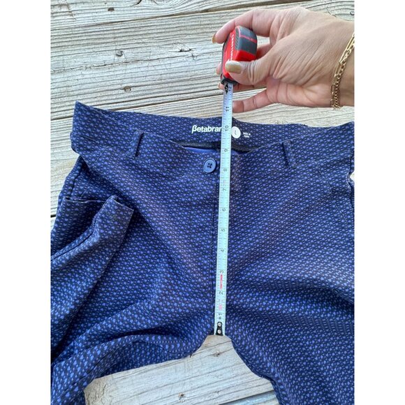 Betabrand Blue Heart Print Heartline Skinny Leg Pull On Yoga Dress Pants Sz L j2 - Picture 5 of 10